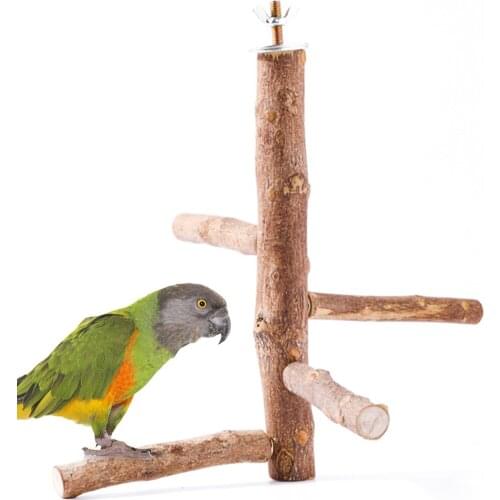 Parrot Stand Perch Natural Wooden Bite Proof Bird Cage Perch Parrot Stand Branch Pet Parrot Raw Wood Fork Tree Branch Stand Rack