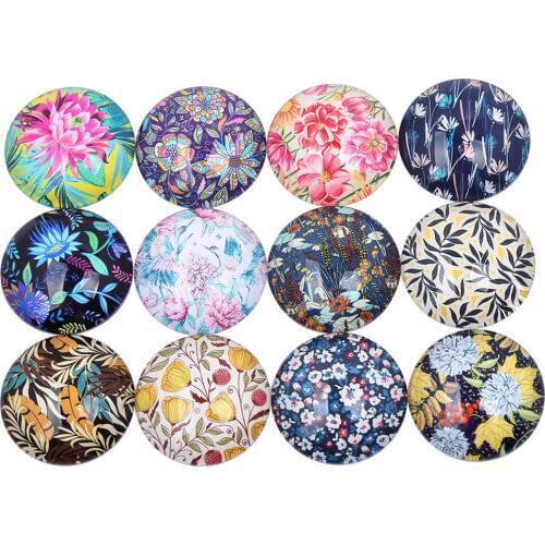 Reidgaller foil leaf photo glass cabochon 12mm 20mm 25mm flat back mixed diy jewellery making supplies