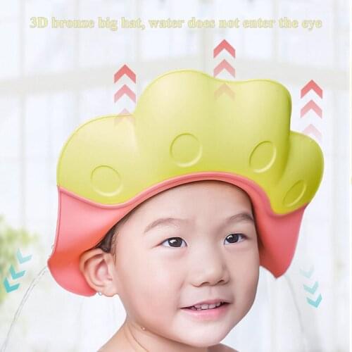 1pc Baby Bathing Kids Shower Cap Child Shampoo Cap Soft Foam Adjustable Toddler Hats Shampoo Shower Bathing Protect Cap Hat