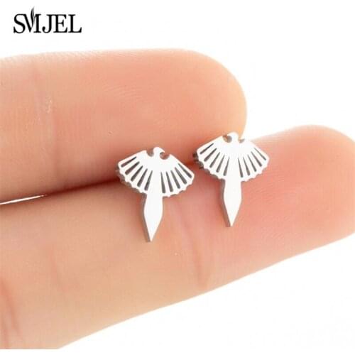 SMJEL Gothic Punk Flying Eagle Stud Earrings Unisex Black Small Bird Earings Fashion Jewelry Best Gift for Friend Boys