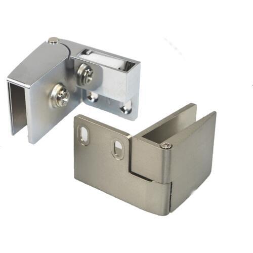 Zinc Alloy Cabinet Door Glass Upper and Lower Hinges Wine/Display Cabinet Hinge Glass Door Clip 2pcs