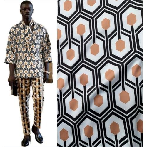 Italian brand D mens digital printing polyester textile custom fashion cloth smooth and comfortable satin sewing fabric