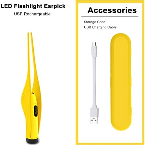 Ear Cleaner for Kids LED Flashlight Earpick Ear Wax Removal Tweezers Ear Picks Luminous Cleaning Tool