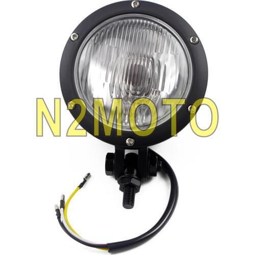 Vintage Headlamp Motorcycle Black Aluminum 4.5" H4 Headlight Universal For Harley Honda Yamaha Cafe Racer Cruiser Bobber