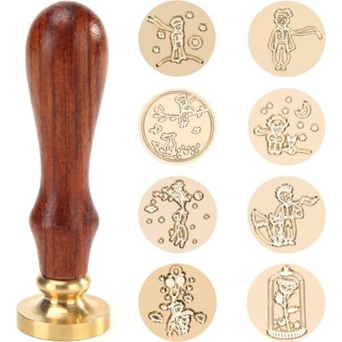 Retro European Seal Wax Seal Stamp Head Flower Fire Paint Wooden Handle Set For Wedding Invitation Signature Kids Toy
