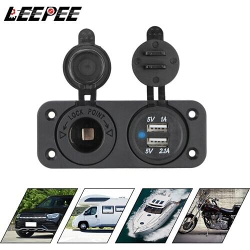 LEEPEE 12-24V Car Cigarette Lighter Charger Power Adapter Socket Splitter 5V Dual USB Charging Car Accessories For Car And RV