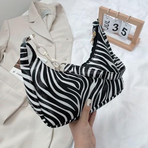 Fashion Zebra Animal Pattern Women Luxury Handbag PU Leather Simple Underarm Shoulder Bags Female Daily Design Totes Purse Pouch
