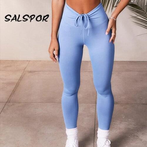SALSPOR Drawstring Fitness Women Leggings Workour Butt Lifting Ladies Legging High Waist Push Up Gym Sexy Activewear Elasticity