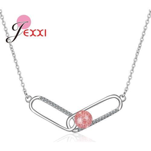 New Unique Luxury Necklace 925 Sterling Tiny CZ Paper Clip Pins For Women Femme Style Jewelry Collier Big Promotion