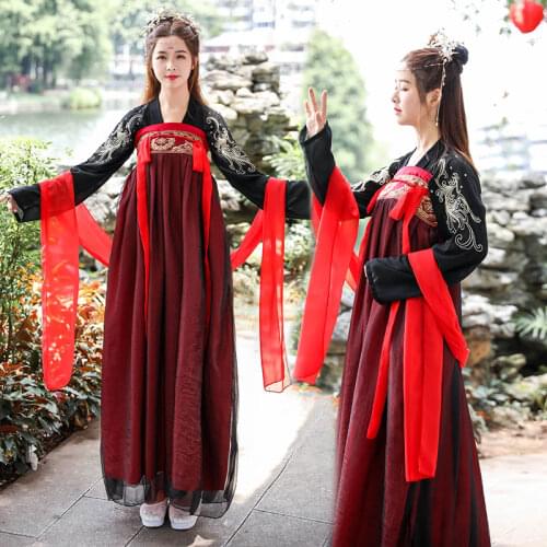 Womens Ancient Elegant Hanfu Dress Traditional Folk Dance Princess Fairy Dress Embroidery Oriental Tang Suit Cosplay Costume