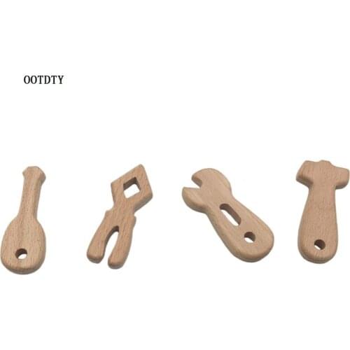 1 Set Baby Wooden Toy DIY Beech Bracelet For Children Creative Nordic Wrench Tool Shape Teething Chew Toys