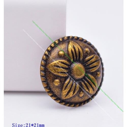 10PC 21mm Vintage Brass Plate Flower Leathercraft Belt Handbag Case Horse Saddle Decor Concho Button Rivet Stud Rivetback