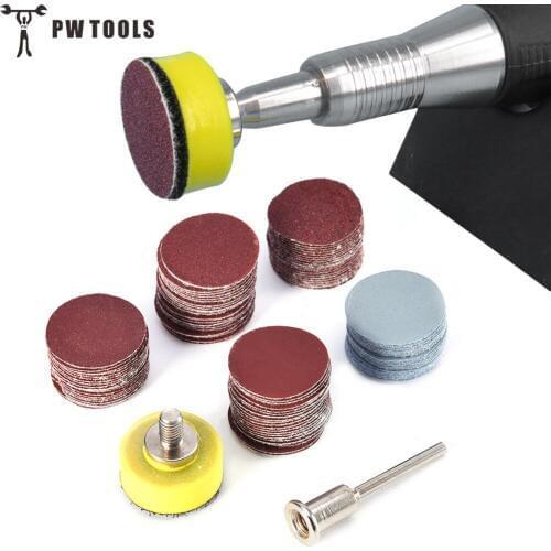 100pcs 25mm Plastic Sand Loading +1pcs 1/8 Inch Diameter Handle Refiner Plate Loop Polished Sanding Pad Sheet Sandpaper Set