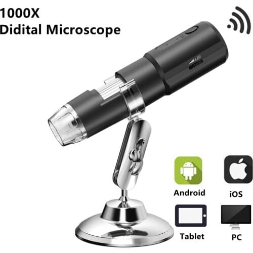 1000X Electronic Microscope HD WiFi Digital Microscope Mobile Phone Microscope Camera with 8 LED for Skin Testing Industry