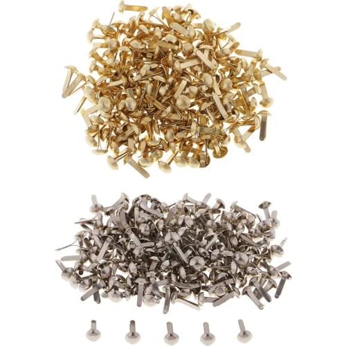 400pcs Mini Decorative Round Head Metal Slotted Paper Brads Brooches