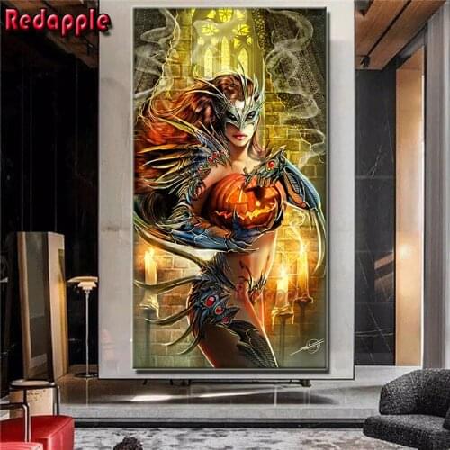 Diamond Painting Beautiful mask Beauty Mosaic Cross-stitch full Square Drill Round Home Decorative pumpkin lantern faily decor