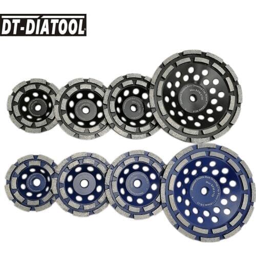 DT-DIATOOL 1pc Dia 100/115/125/180mm M14 or 5/8-11 Diamond Double Row Cup Grinding Wheel For Concrete Hard Stone Granite Marble