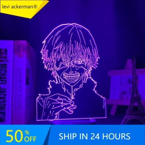 Anime 3d Lamp Tokyo Ghoul Ken Kaneki for Bedroom Decor Nightlight Cool Birthday Gift Acrylic Led Night Light Tokyo Ghoul