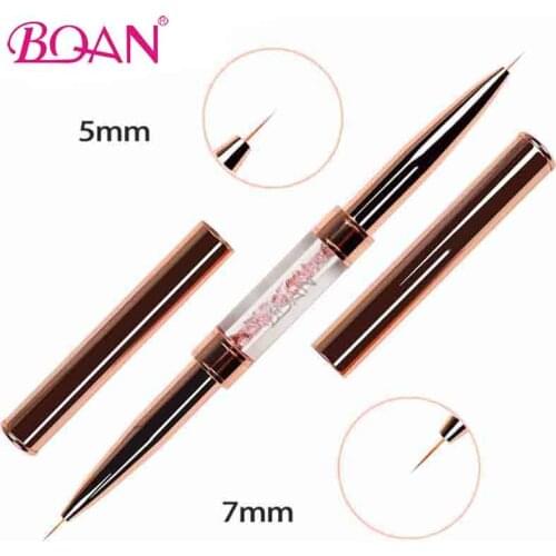 BQAN Rose Gold Double Head Nail Art Brush Nail Liner Brush Painting Drawing Brush Pen Gel Brush Crystal Nail Art Manicure Tools