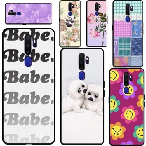 Safari Babies Sparkly Heart Patchwork For OPPO A31 A53 2020 A5 A9 A1K A15 A3S A5S A52 A72 A92 A83 A91 A93 Reno2 Z F5 F7 Case