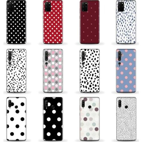 Black White Polka Dot Phone Case for SAMSUNG A51 52 50 71 31 21 S ultra 20fe plus XIAOMI redmi note10 8 9pro HUAWEI P30 4 lite