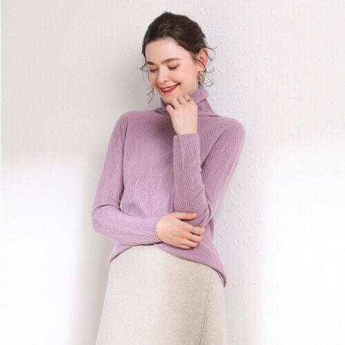 Purple goats cashmere sweaters women knitted turtleneck pull femme hiver oversized fashion autumn winter Thin warm slim