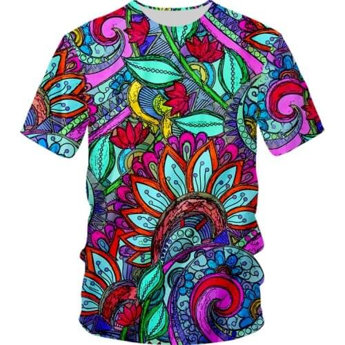 IFPD EU Size T Shirts Boy Fashion Short Sleeve Floral 3D Abstract Print Oil Painting Leaves Streetwear Tops Tees Summer T-shirt