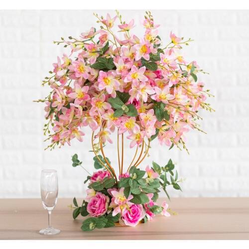 Artificial dining table flower ball + gold iron bracket set DIY wedding road flower window decoration flower rose magnolia