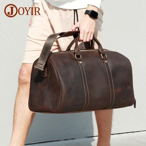 JOYIR Genuine Leather Men Travel Bag Weekend Duffle Bag Large Capacity Cowhide Leather Shoulder Bag Male Business Luggage