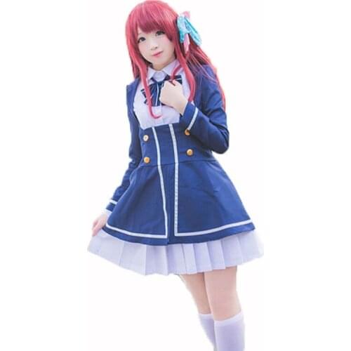 ZOMBIE LAND SAGA Minamoto Sakura Cosplay Costume Japanese Anime School Uniform Full Set with hair bow Suit Outfit Clothes