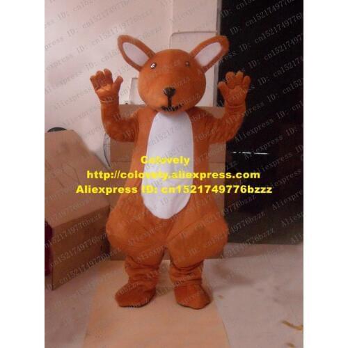 Fancy Brown Kangaroo Mascot Costume Mascotte Bandicoot Roo Cosnel With Small White Belly Small Bag Adult No.2108 Free Shipping