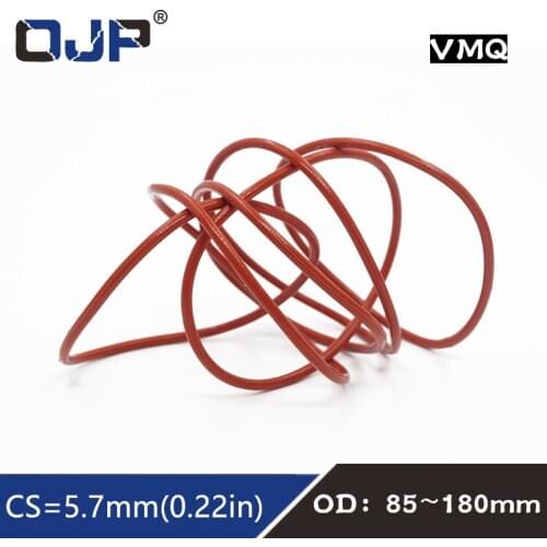 Red Silicone/VMQ O ring 5.7mm Thickness OD85/90/115/180mm Silicon O-ring Seal Rubber Rings Sealing Strip Gasket Sanitary Washer