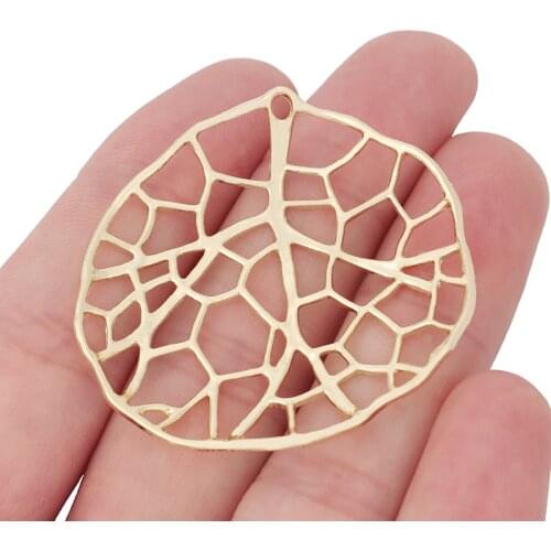 6 x Gold Color Large Hollow Mesh Irregular Round Circle Charms Pendants for DIY Earrings Jewelry Making Accessories 43mm