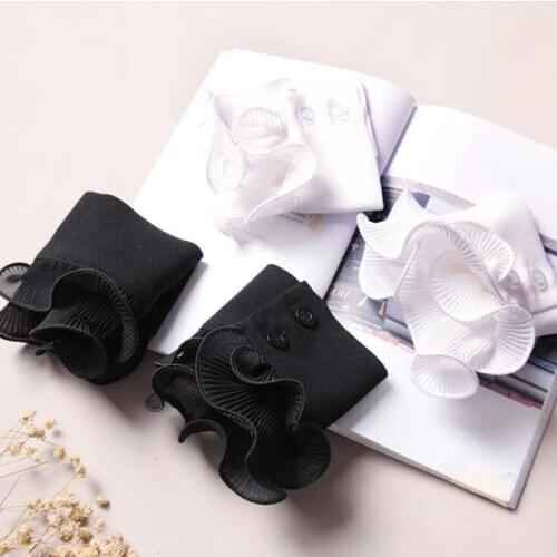 Hot Sale Decorated Cuff Fake Sleeves Autumn Winter Wild Sweater Decorative Sleeves flounces Wrist Sleeves Lace pleated Wrist