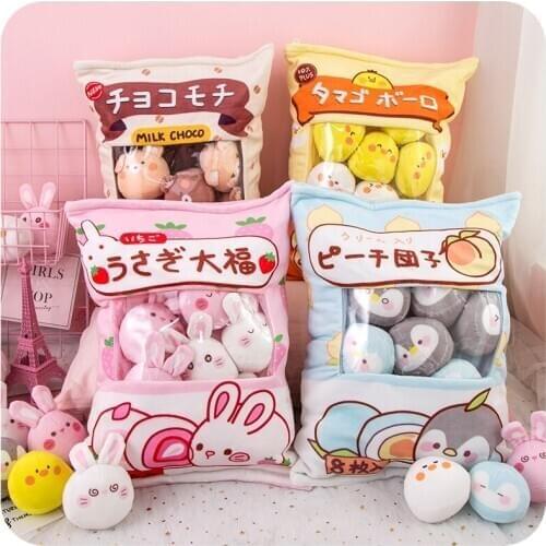 Ins hot A bag of penguin doll unicorn Flamingo doll rabbit plush toy snack pillow birthday sweet gift for girls