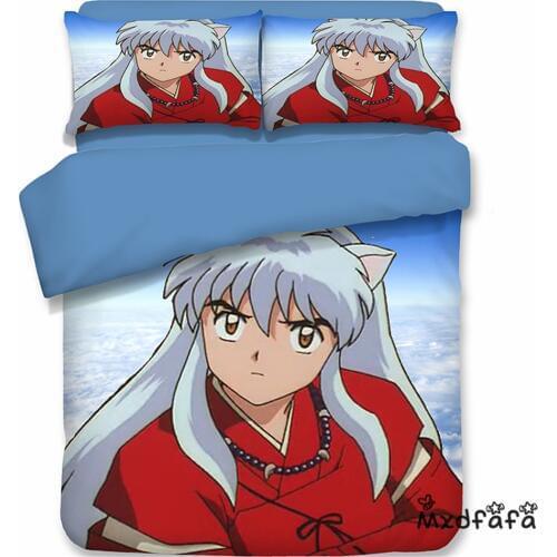 Mxdfafa Japanese Anime InuYasha Duvet Cover Set Bedding Set Cotton Comforter Bed Set Include 1 Duvet Cover and 2 Pillow case
