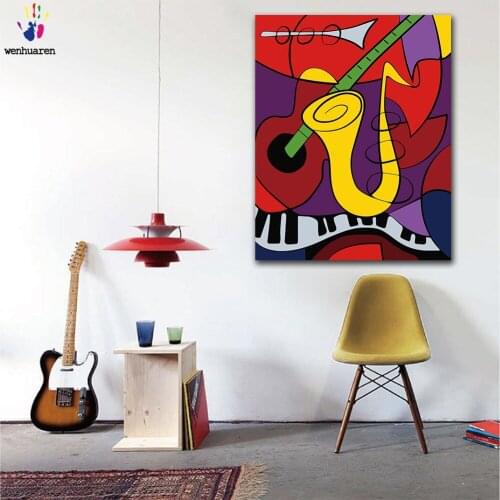 DIY colorings pictures by numbers with colors The world of Picasso music picture drawing painting by numbers framed Home