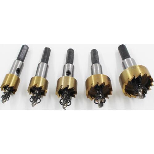 5pcs Carbide Tip HSS Hole Saw Drill Bits Set Stainless Steel Metal Wood Cutter Tool 16-30mm for Installing Locks