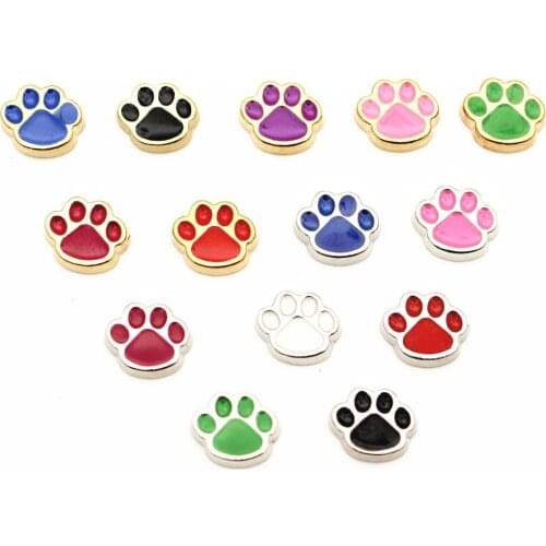 New Arrival 10pcs/lot golden silver dogs paw floating charms charms living glass memory lockets diy jewelry