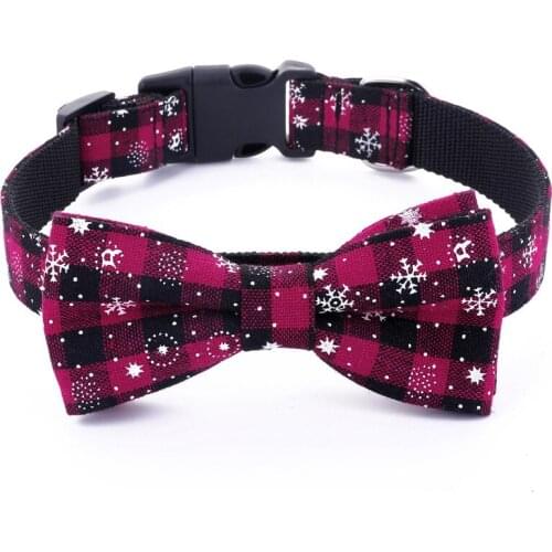 Bonzerpet Pet Collar Buckle Adjustable Christmas Holidays Bow Neck Strap Cat Necklace Dog Grooming Accessories L 3.0x60cm