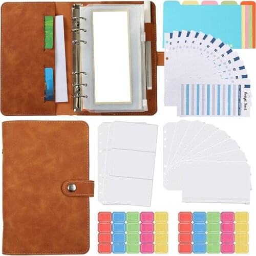 NEW-Binder Pockets A6 with Binder Cover, Budget Binder with Cash Envelopes Colorful Separator Label Budget Sheets