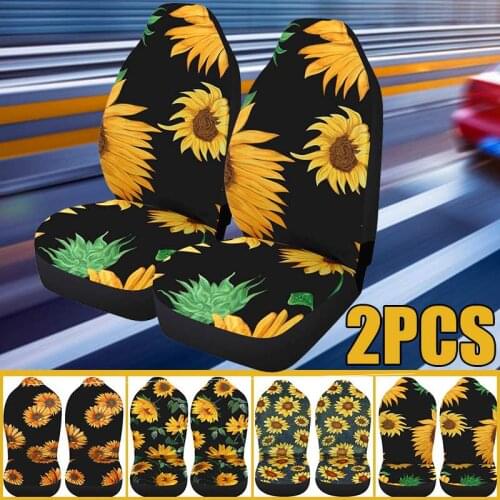 2pcs Front Automobile Car Seat Cover Protector Neoprene Universal Flower Pattern 3D Print for Most Auto Cars SUV Truck
