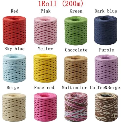 Gift Box Packing Rope DIY Scrapbook Craft Decoration Gift Packing Supplies 200m Rafia Ribbon Paper Rope Party Decoration
