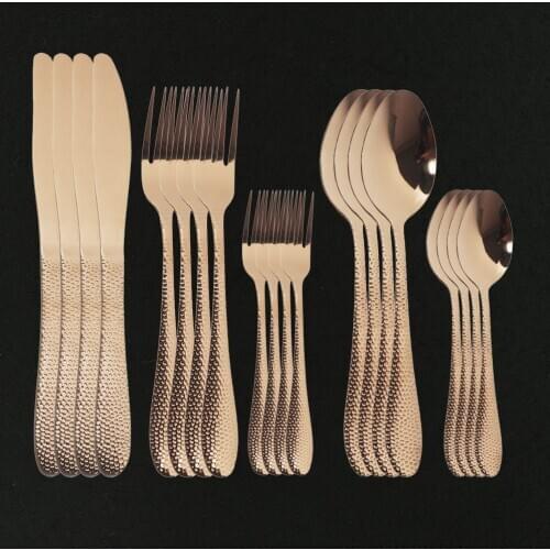 Rose Gold 20Pcs Cutlery Set 18/10 Stainless Steel Dinnerware Set Knives Forks Spoons Dinner Set Kitchen Tableware Silverware