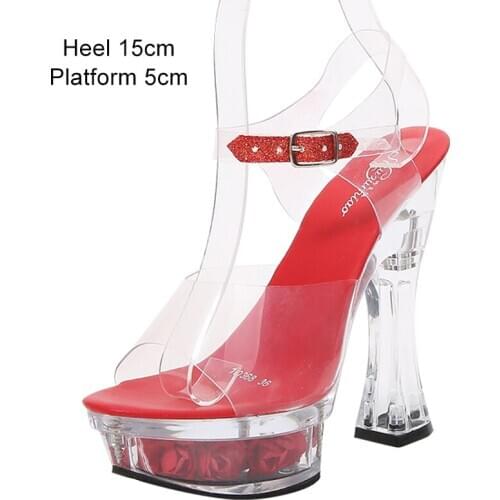 Brand Womens Shoes Summer New Sandals Woman Sexy High Heels Transparent Thick Heel Waterproof Platform Wedding Shoes Pole Dance