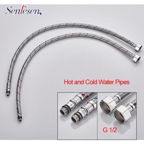 SENLESEN 40cm Faucet Mixer Water Inlet Hose G1/2 304 Stainless Steel Toilet Water Hot and Cold Water Connection Pipe