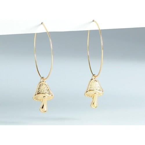 LUNA CHIAO Women Fashion Jewelry Mushroom Pendant Hoop Earring - Dangle Drop Earrings
