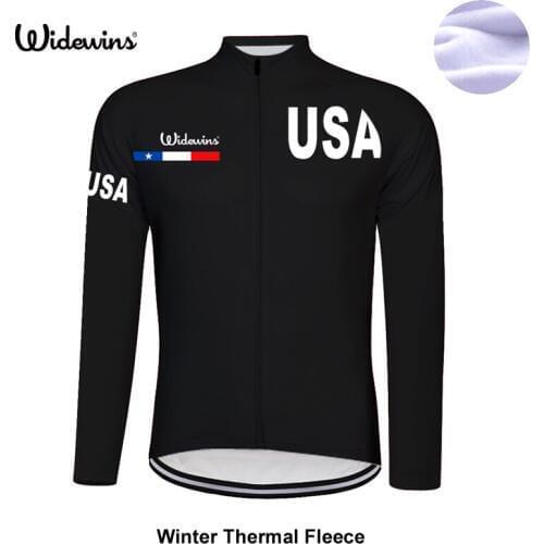 USA classic Jerseys winter thermal fleece tight Cycling Jersey long sleeve for spring top quality bicycle jacket fast ship 8004