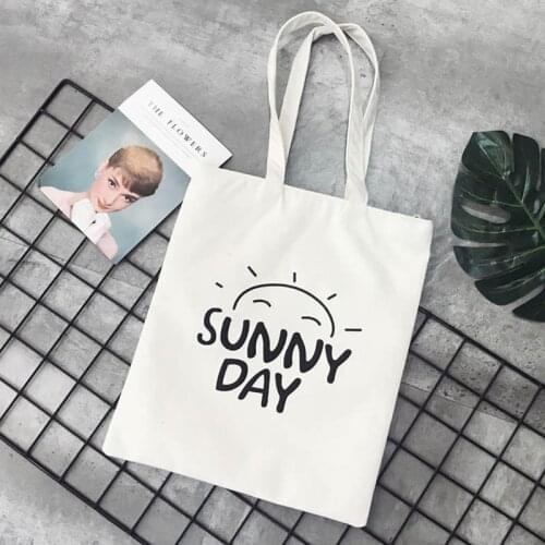 Sunny Day Funny Letter Tote Bags Casual Unisex Stylish Canvas Bag Fshion Shoping Gift Sunshine Travel Large Bags