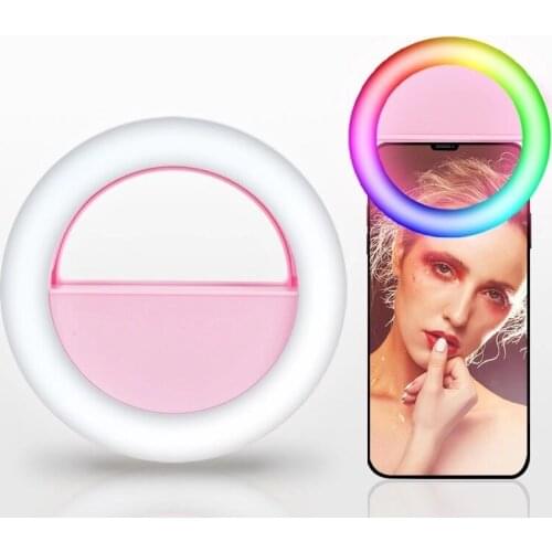 LED Fill Ring Light Mini RGB Mobile Phone Live Beauty Self-Portrane Flashing Light Clip USB Charging Desktop Makeup